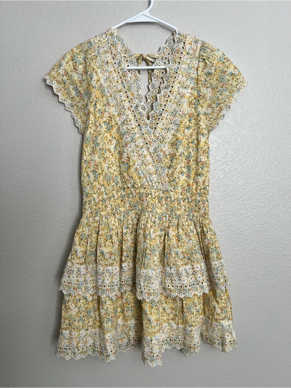 American Eagle Floral Eyelet Lace Mini Dress Cottagecore Boho Size Medium NWOT